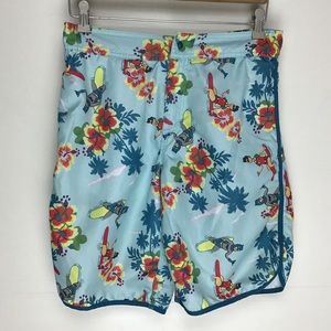 DC Comics Batman and Robin surfing graphic men’s swim trunks M